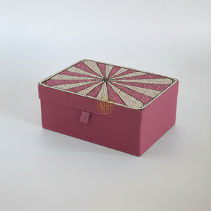 Custom <b>Floral</b> Beaded MDF & Fabric Jewelry Storage <b>Box</b> Handmade Decorative Gift Case Luxury Bulk Supplier 1-3L Capacity - Product Image 1
