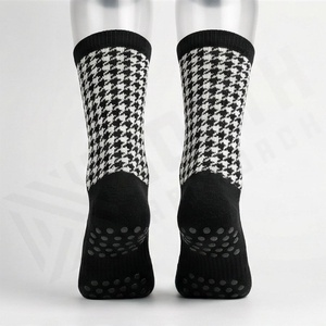 Crew Socks Houndstooth Pattern Black White Breathable Knitted Regular Style Adult Casual Wear - Product Image 2