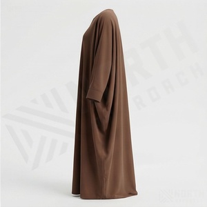 2025 OEM Kimono Abaya pour femmes musulmanes, en tissu polyester épais, doux et très extensible, col en V, manches longues, pour fêtes, Ramadan, mariages - Product Image 3