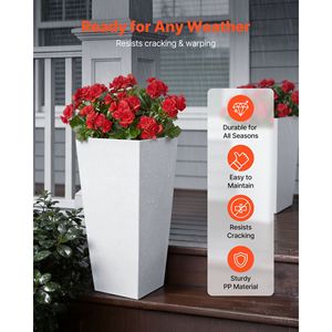 Ensemble de 2 pots de fleurs modernes en plastique de 26 pouces de hauteur pour plantes d'intérieur/extérieur, pour véranda avant, plantes d'intérieur/extérieur - Product Image 2