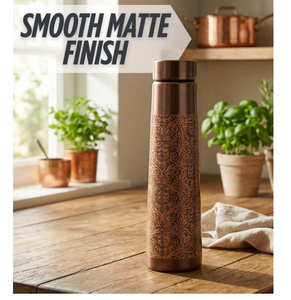 Botella de Agua de Cobre de 1 Litro, Martillada, Ayurvédica, para el Bienestar, Hecha a Mano, con Tapa Hermética, Apta para Beber, Viajar y Hacer Senderismo - Product Image 2