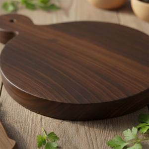 Planche à découper ronde en bois avec poignée, planche de cuisine épaisse, planche de service en bois massif, plateau rustique pour charcuterie et fromages - Product Image 2