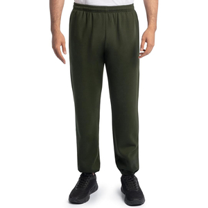 Pantalon de jogging décontracté pour homme en coton vert olive, taille élastique, poches latérales, respirant, poids moyen, idéal pour l'automne - Product Image 1
