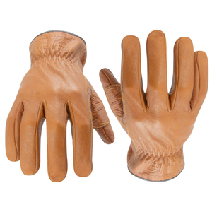 Gants de conduite en cuir de vachette souple pour la conduite, le travail, le jardinage, les activités de plein air, gants utilitaires, gants de conduite en cuir grainé brun - Product Image 1