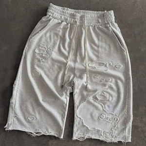 Shorts de jogging décontractés pour hommes, taille double, coupe large et ample, style streetwear, en coton surdimensionné - Product Image 1