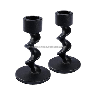 Bougeoir conique noir Sprial bougeoirs en fer mat idéal pour la décoration de la maison anniversaire de mariage et fête - Product Image 4