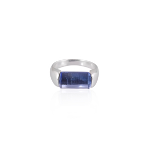 Élégante bague en pierre précieuse bleu encre avec sertissage clos |   Argent sterling 925 pour mariage et fête - Product Image 2