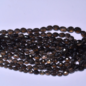 Cuentas facetadas de cuarzo ahumado con corte barril - Para la fabricación de joyas - Product Image 1