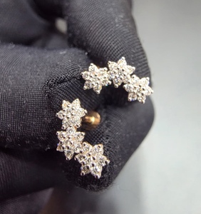 14K <b>Rose</b> <b>Gold</b> 0.23 CT IGI Certified Lab Grown Diamond Minimalist Floral Ear Climber <b>Stud</b> <b>Earrings</b> Engagement Wedding Fine - Product Image 1