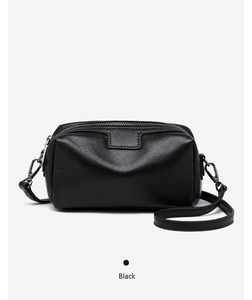 Sac bandoulière en cuir véritable 19 cm avec fermeture éclair, sangle amovible, style minimaliste unisexe - Product Image 3
