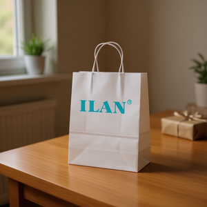 Borsa regalo Iln 27x21x11 cm, borsa con manico in carta bianca per regali - Product Image 2