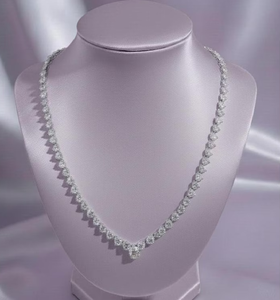 Luxury V Shape Moissanite Tennis Necklace Diamond Look Hip Hop Jewellery <b>Iced</b> Out <b>Chain</b> Elegant Statement Gift - Product Image 3