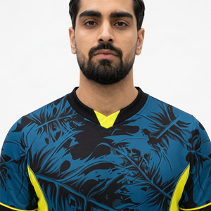 Conjunto de Camiseta de Fútbol Sublimada Unisex, Cuello Redondo, Manga Corta, Malla de Secado Rápido, Nombre y Número del Equipo Personalizados, 29, Negro, Azul, Amarillo Neón - Product Image 2