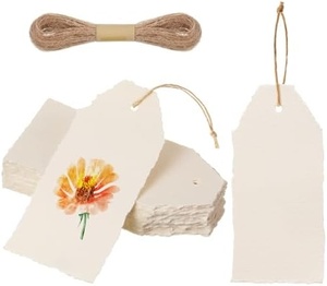 <b>Handmade</b> <b>Paper</b> Labels with Twine for Packaging <b>Paper</b> Gift Tags Rectangular Shape with Twine Customized Printed with Logo Tags - Product Image 3