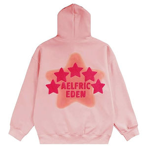 เสื้อฮู้ดดี้โอเวอร์ไซส์ยูนิเซ็กซ์ Aelfric Eden ผ้าฟลีซกันเป็นขุย ลายดาวสีชมพูสำหรับผู้หญิง แขนยาว - Product Image 2