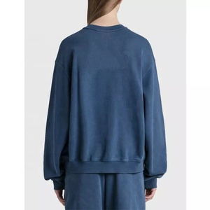 Conjunto de Jogger de gran tamaño para mujer, jerséis de lana de algodón con cuello redondo y logotipo personalizado, sudaderas y pantalones de chándal, chándal de invierno holgado - Product Image 4