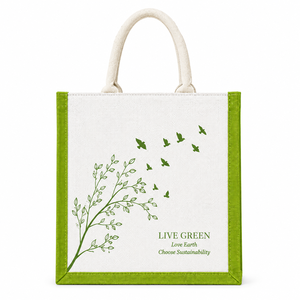 Live Green Jute Tote <b>Bag</b> Animal Prints <b>Medium</b> <b>Size</b> Eco-Friendly Beach Tote & Exhibition <b>Bag</b> for Groceries - Product Image 1