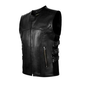 Gilet de moto en cuir professionnel pour hommes, grande taille, gilet de sécurité personnalisé pour la conduite, imperméable et coupe-vent - Product Image 1