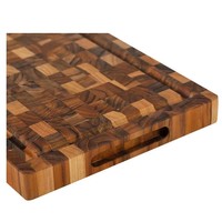 Planche à découper rectangulaire en bois, design mosaïque à grain croisé, antidérapante, pour cuisine
