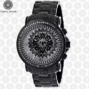 Montre de luxe pour homme Charm_Jewells en acier inoxydable, cadran 40 mm, design mandala noir, chronographe, mouvement mécanique, boîtier 10 bars - Product Image 3