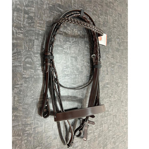 FHS de Alta Calidad para Brida, Riendas y Muserola de Cuero Trenzado de 25 mm de Ancho con Hebillas de Acero Inoxidable, Color Negro para Montar a Caballo - Product Image 4