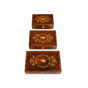 Coffret à bijoux en bois artisanal Royal Craft, élégant organisateur de rangement pour bagues, colliers, boucles d'oreilles, cosmétiques, cadeau - Product Image 1