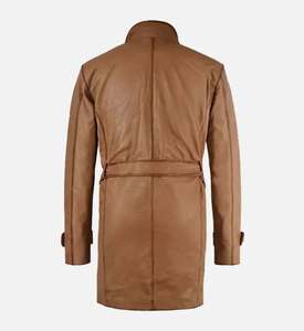Manteau long en cuir pour homme, chaud, avec fermeture éclair, style trench-coat, sur mesure, prix de gros - Product Image 4
