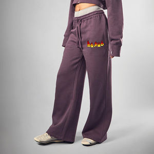 Customised <b>Women</b> Terry <b>Jogger</b> Sweatpants Cotton <b>Fleece</b> Trousers Custom Printed Logo Mid Elastic Quick Dry Breathable Straight - Product Image 1