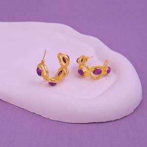 Pendientes bohemios hechos a mano de cobre turquesa chapado en oro aros de latón para mujer - Product Image 5