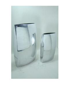 Juego de jarrones de flores de alta calidad de diseño moderno de dos macetas con acabado plateado de aluminio para decoración del hogar, sala de estar y dormitorio - Product Image 1