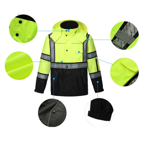Customized Logo Printing Water Proof Nylon Hi Visibility Safety Workwear Jacket Adults Full Sleeves <b>LED</b> Flash Reflective Plus - Product Image 4
