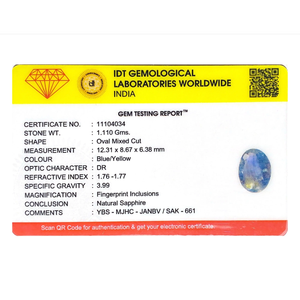 Bi-Color Sapphire Pitambari 5.55 Carat Oval Cut Loose Gemstone for Fine Jewelry - Product Image 4