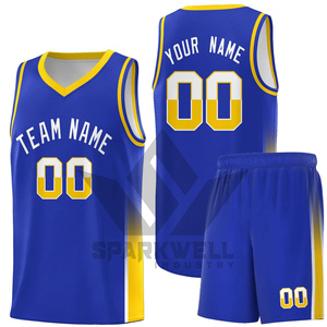 Conjunto de camiseta de baloncesto personalizada, nombre del equipo, número, estampado sublimado, cuello en V, sin mangas, 100% poliéster, malla, unisex, para adultos - Product Image 2