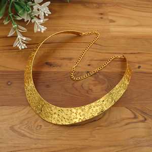 Collier ras du cou large en acier inoxydable doré pour femme, style bib, résistant au ternissement, bijoux de mode - Product Image 3