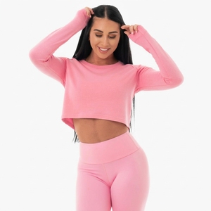 Custom Women <b>Long</b> <b>Sleeve</b> Cropped Jersey Fitness Gym Workout Activewear Sports <b>Top</b> Custom Logo - Product Image 4