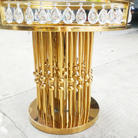 Table de cocktail ronde en acier inoxydable doré de luxe avec cristaux, table de bar pour mariage, hôtel, banquet, événement, fête, décoration