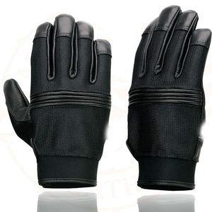 Samroz Sports Men's Grey Perforated Leather Full Finger Motorcycle Hand <b>Gloves</b> W/Breathable ‘Open Knuckle - Product Image 4