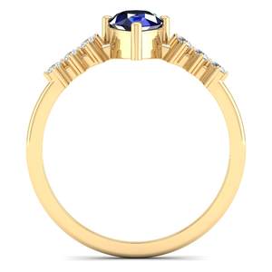 Anillo Solitario de Oro Amarillo de 14K con Zafiro Azul y Moissanita Certificada GRA, Joyería de Piedra de Nacimiento, Precio Mayorista REYES - Product Image 4