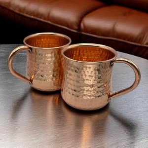 Tasses en cuivre pur, martelées à la main, écologiques, anti-fuite, avec poignées, 18 oz, lot de 2, d'inspiration ayurvédique, sans laque, authentiques - Product Image 2