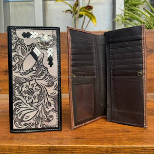 Nouveaux arrivages de portefeuilles longs en cuir repoussé à la main pour hommes de qualité supérieure - Product Image 2