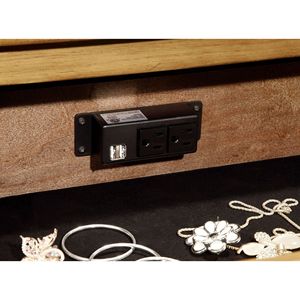 Comodino in Stile Cottage in Olmo Invecchiato con Cassetto Superiore con Cuscinetti a Sfera, Caricatore USB/Presa di Corrente, Arredamento per Camera da Letto - Product Image 5