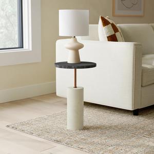 Mesa de Centro de Lujo con Pedestal de Mármol y Tapa Redonda de Piedra, Base Metálica Elegante y Compacta para Salas de Estar de Alta Gama - Product Image 2