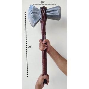 Hacha de metal de doble filo de 24 pulgadas con mango envuelto en cuero para cosplay y coleccionables, artículos de guerra de Marvel para decoración - Product Image 1