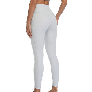 Leggings taille haute pleine longueur pour femme, couleur unie, extensibles, respirants, tricotés, style basique toutes saisons - Product Image 2