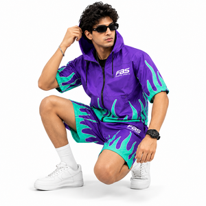 Conjunto de Chaqueta Cortavientos y Pantalones Cortos con Patrón Sólido OEM, Ligero, Transpirable, Ecológico, de Secado Rápido, para Entrenamiento Deportivo y Actividades al Aire Libre - Product Image 5