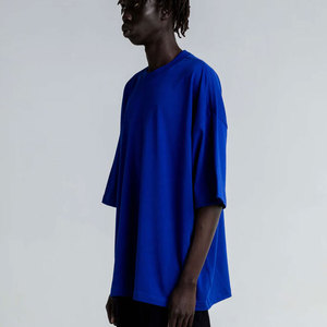 T-shirt Homme Bleu Royal 9.0oz en Coton Premium Teint en Pièce, Coupe Oversize à Épaules Tombantes, Style Streetwear de Créateur - Product Image 1