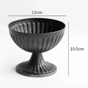 แจกันกระถางต้นไม้ทรงโคมไฟโบราณทำจากโลหะสีดำงานแฮนด์เมด - Product Image 4
