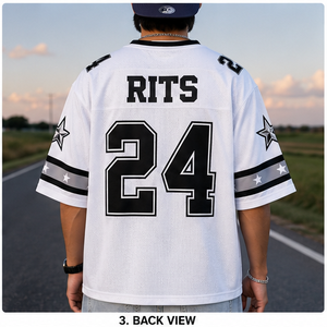 RITS เสื้อฟุตบอลตาข่ายสีขาวสำหรับทุกเพศหมายเลข 24 คอแมนดารินแขนสั้นระบายอากาศได้สายรัดปรับระดับได้ชุดกีฬาปกติ - Product Image 5