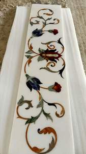 Carreaux floraux modernes en marbre incrusté faits à la main, imperméables et ignifuges pour intérieurs de luxe - Product Image 4