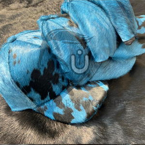 Gorra de Cuero Genuino con Pelo de Vaca, Color Azul Teñido, Nueva Colección 2026, para Hombre y Mujer - Product Image 6